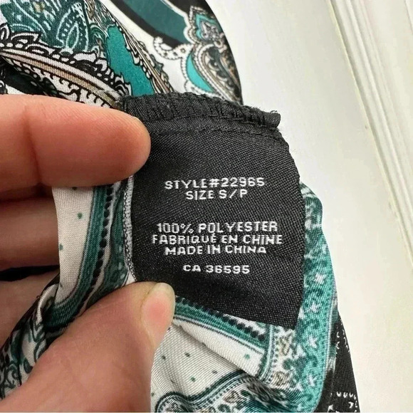 Brody Myles Blouse Collared Buttons Green/Blue/White Patterned Size Small - Picture 10 of 16